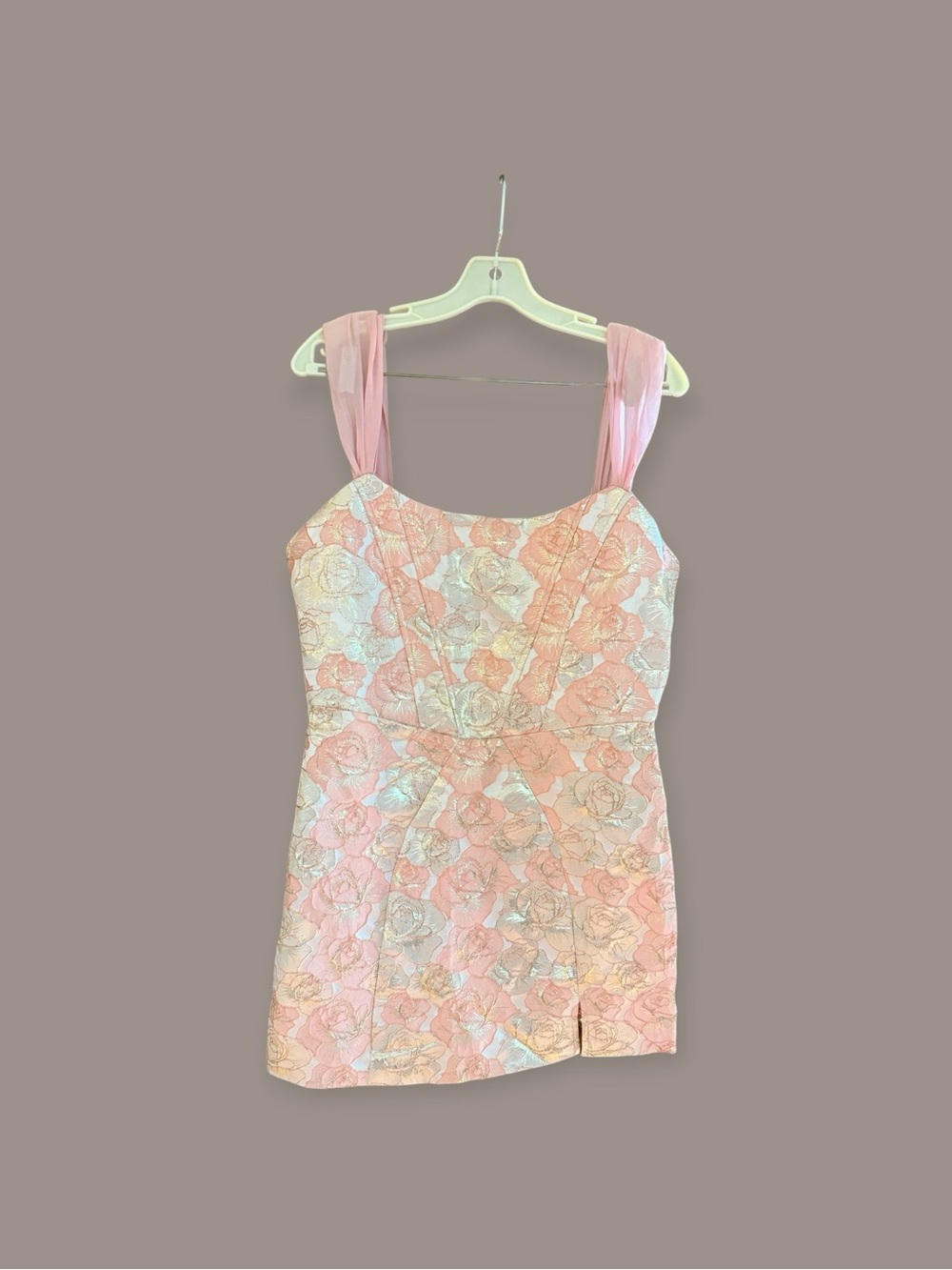 Lulu's Pink Floral Jacquard Mini Dress
